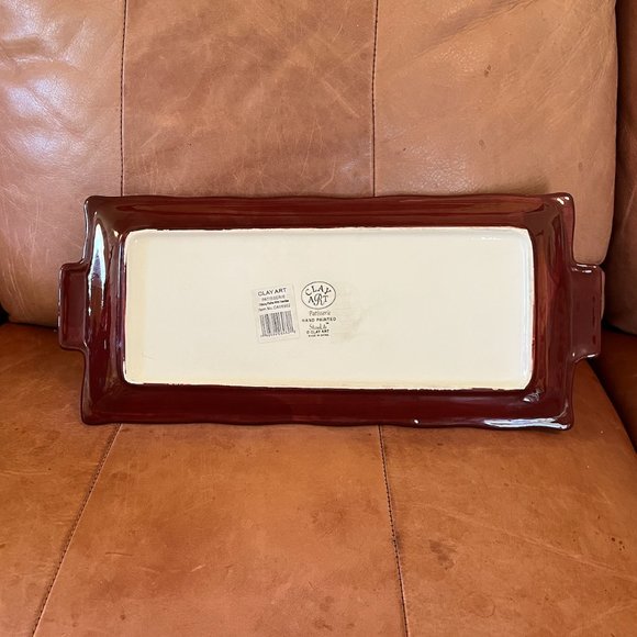 LIKE NEW Clay Art 15" x 7" Serving Platter for desserts - Hand Painted - Picture 5 of 5
